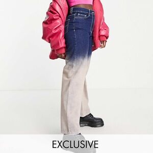 COLLUSION x014 90s baggy dip dye jeans in blue and beige